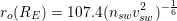 r (R  ) = 107.4(n v2 )&minus; 16
 o  E           sw sw
