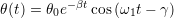          &minus; &beta;t
θ(t) = θ0e    cos(&omega;1t&minus; &gamma;)
