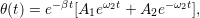θ(t) = e&minus;&beta;t[A1e &omega;2t + A2e&minus;&omega;2t],
