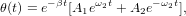 θ(t) = e&minus;&beta;t[A1e&omega;2t + A2e&minus;&omega;2t],
