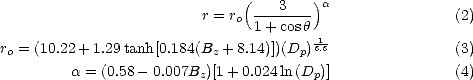                                (       )a
                          r = ro---3----                 (2)
                                1+ cosh 1
ro = (10.22+ 1.29 tanh [0.184(Bz + 8.14)])(Dp) 6.6              (3)
         a = (0.58- 0.007Bz)[1 + 0.024ln(Dp)]               (4)
