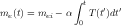               ∫ t   ′  ′
me (t) = mei - α  T (t )dt
               0
